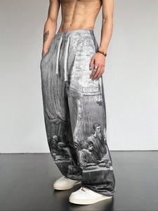 Men's Regular Fit Printed Pants, Casual Comfy Trousers for Daily Wear, Men's Bottoms for All Seasons