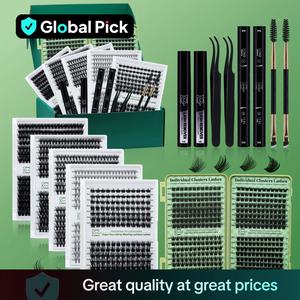 Individual Eyelash Kit, 280pcs/set False Eyelashes Clusters with 2 Glue & 2 Eyelash Remover & 2 Tweezers & 2 Brushes, Eye Makeup Tool, Lash Clusters Kit, Black Lash Clusters, Curly Eyelashes, Eyelash Tools, Cosmetic Tool, Cosmetic Eyelash Extensions Kit
