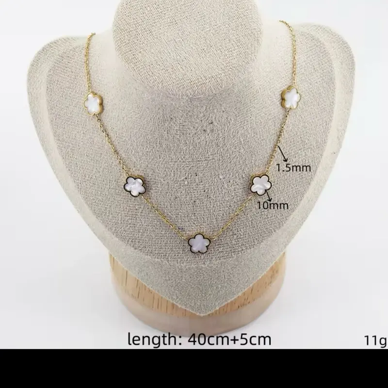Fashion Shell Clovers Five Leaf Flower Necklace Stainless Steel Five Leaf Luck Clover Jewelry in Various Colors 4