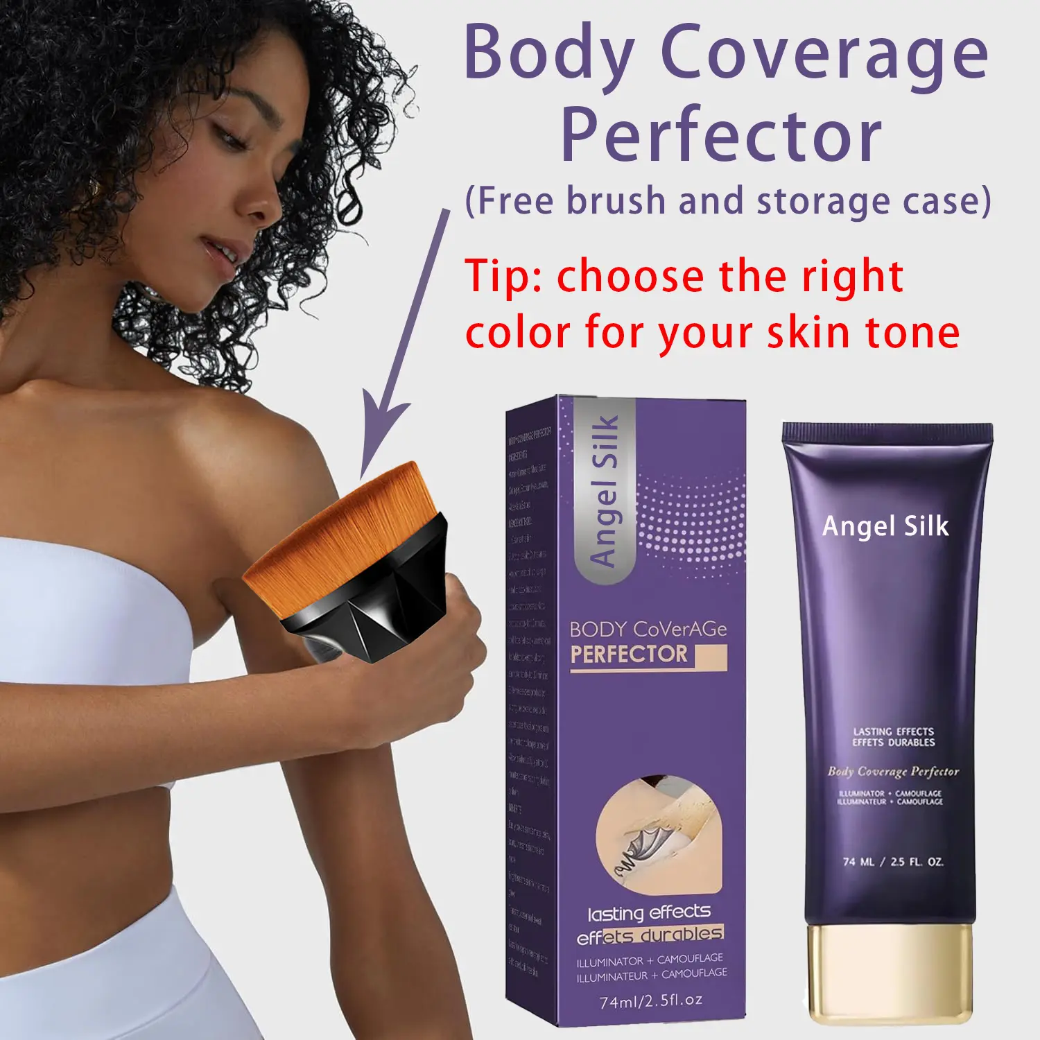 Beauty Body Coverage Perfector – Waterproof Leg & Body Makeup (Brush for the main picture)
