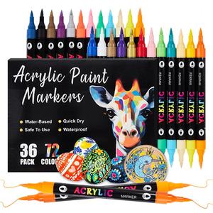 Acrylic Paint Marker Pen Set, 24/48/72 Colors Quick Drying Paint Marker Pen, Colorful Marker Set, Diy Painting Supplies for Rock Painting, Ceramic, Wood, Plastic, Paint Pens Markers, Art Supplies, Acrylic Drawing Markers, Art Projects
