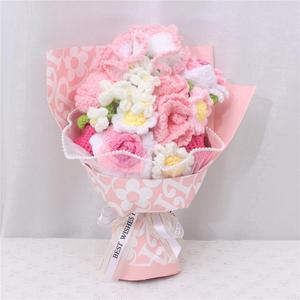 Handmade Knitted Flower Bouquet, 1 Count Artificial Roses Bouquet, Faux Flower Bouquet, Decorative Flowers for Home Party Wedding Anniversary Festival, Valentine's Day Gift Idea