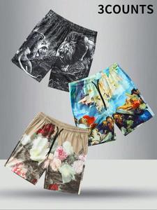 Men's Graphic Print Shorts, Casual Comfy Breathable Shorts for Summer, Men's Bottoms for Beach Vacation