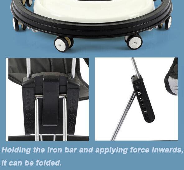 Baby Walker Portable Folding Adjustable for Toddler First Step Push Along Walk 4