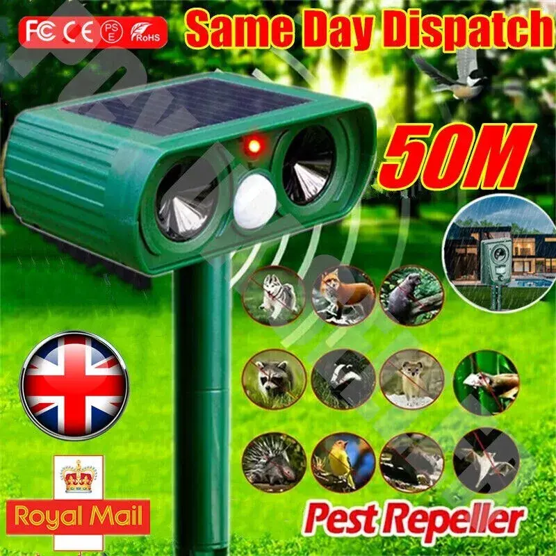 Solar Ultrasonic Dog Cat Repellent Fox Pest Scarer Deterrent Repeller Garden UK 3