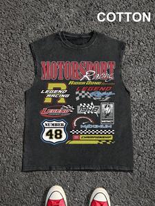 Men's Vintage Graphic Print Round Neck Tank Top, Casual Sleeveless Top for Summer, Men's Top for Daily Wear