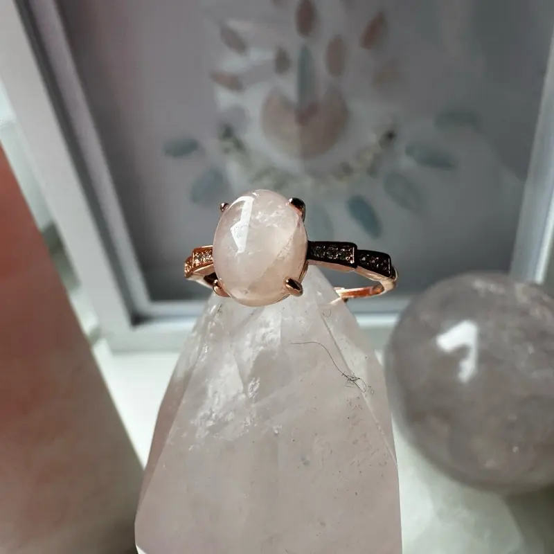 Rose Quartz Copper Ring 3
