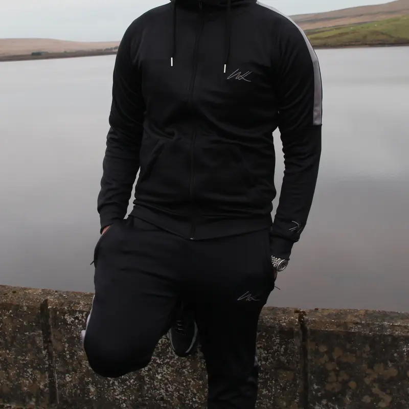 Men's Onyx Black & Grey Stripes Hoodie - Classic & Stylish Menswear Slim Fit 1