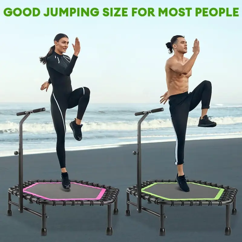 [70%OFF]42"/45" Rebounder Trampoline for Adults with Handle Bar, Silent Mini Trampoline Indoor Exercise Fitness Trampoline Bungee Rebounder Outdoor esli  trampoline exercise  equipment exercise  equipment 4