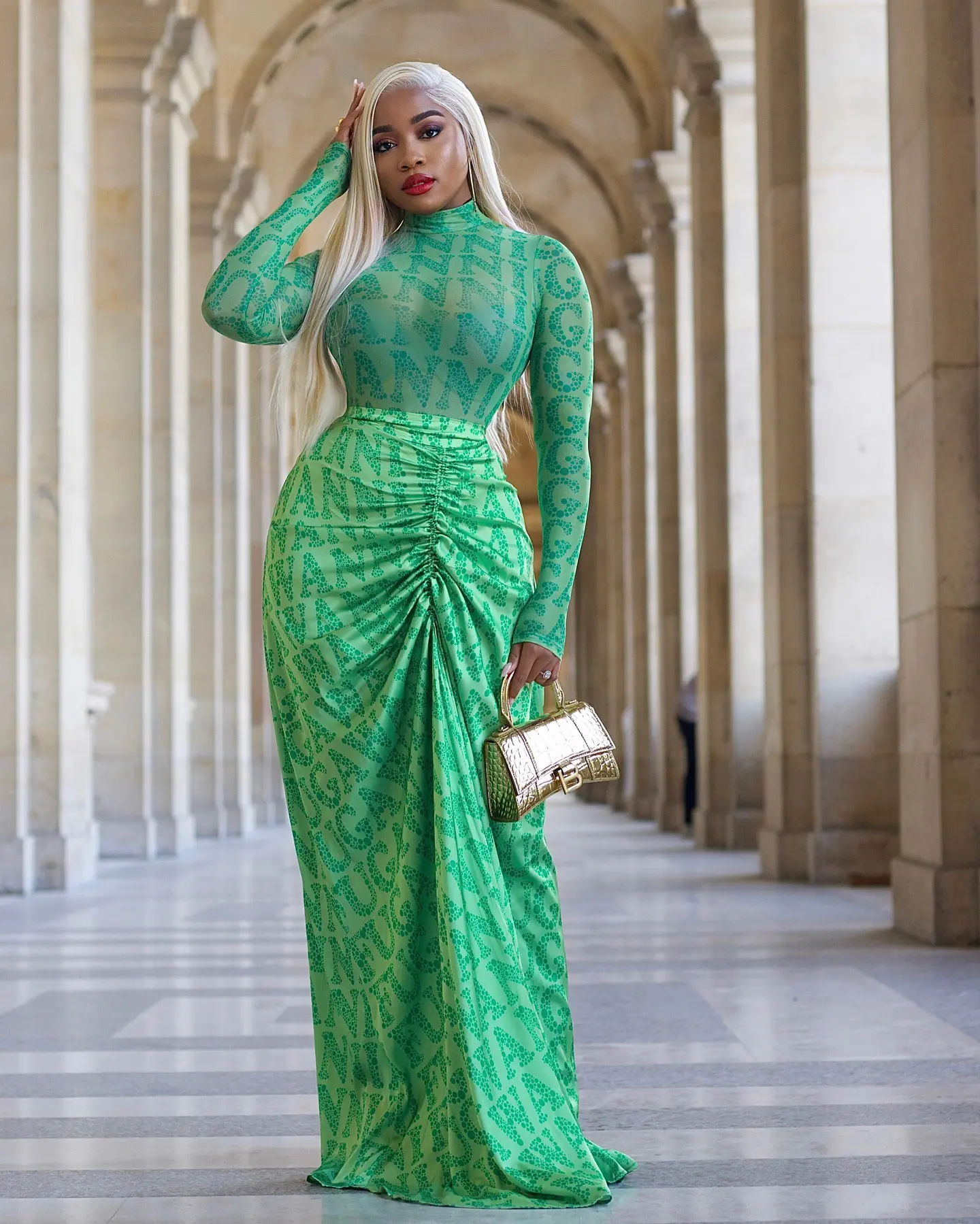 Two Piece Sets Women Skirt Set Print Matching Sets Slim Dress Sets Bodycon Top Floor Length Skirts Casual Pleated Elegant Spring Casual Womenswear Summer Comfort
