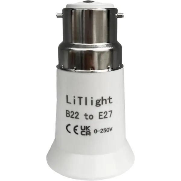 B22 to E27 Socket Converter, Socket Adapter, Bayonet to Screw Edison Bulb Adapter, for Ceiling Fan Light Bulb/LED Bulbs/Incandescent Bulbs/CFL Bulbs, 1 Pcs [Energy Class A] 0