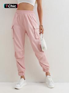 Women's Pocket High Waist Cargo Pants, Casual Elastic Waist Jogger Trousers, Comfort Cargo Pants Women, Casual Summer Bottoms