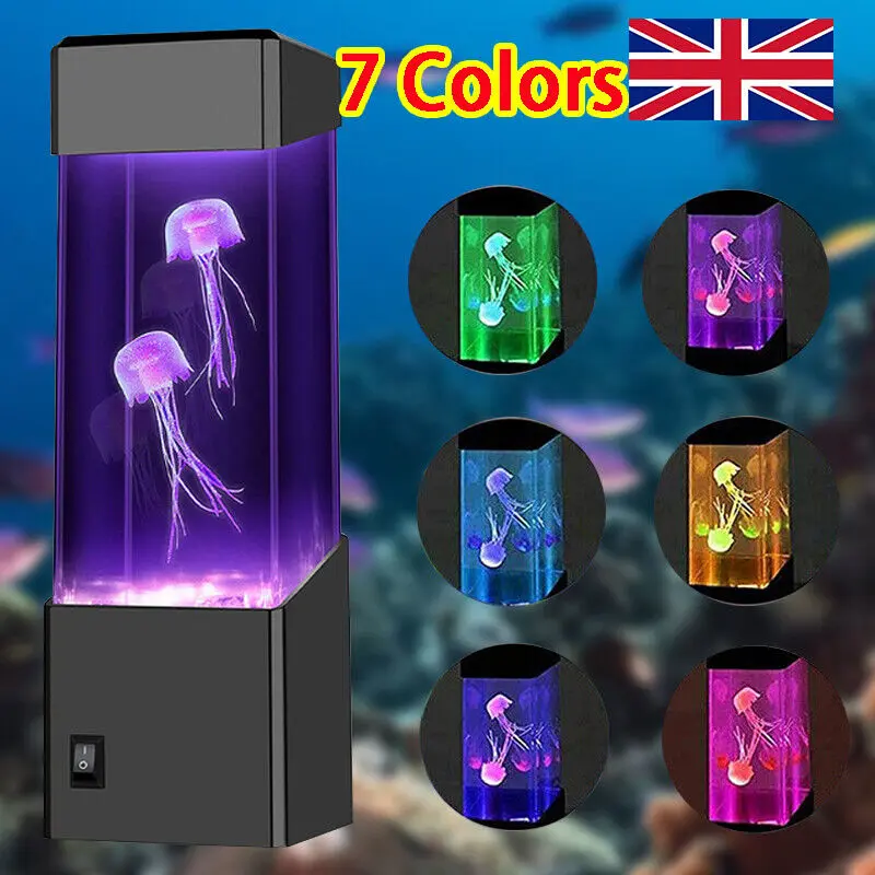 7LED Jellyfish Lava Lamp Aquarium Tank Bedside Night Atmosphere Mood Light 1
