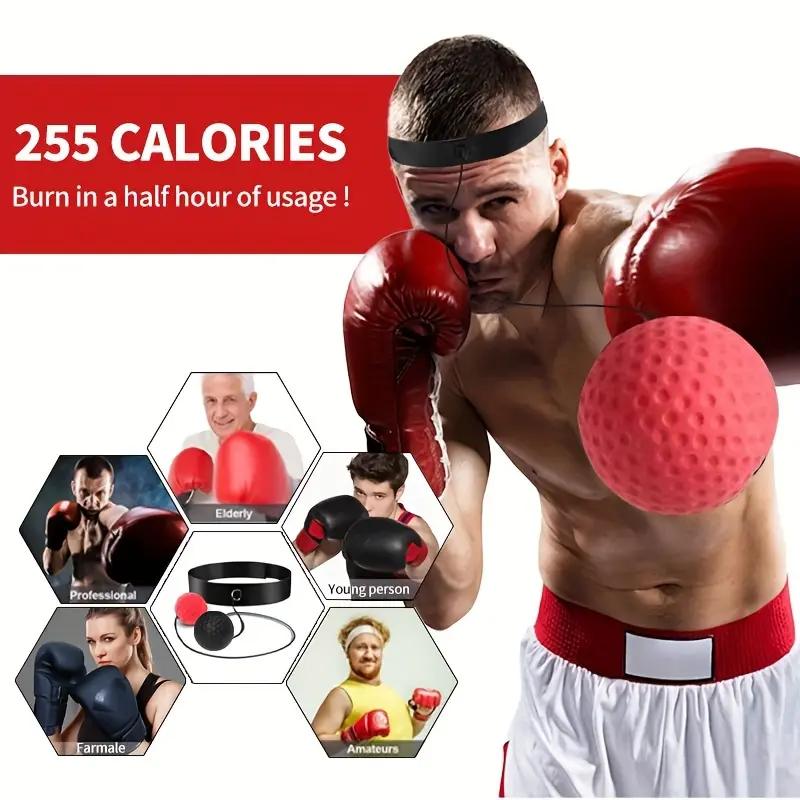 1 Set Boxing Reflex Ball Set for Adults & Teens - PA Nylon React Reflex Ball with Adjustable Headband, Hand Wraps & Carry Bag - Enhances Hand-Eye Coordination, Speed & Reaction Time 3