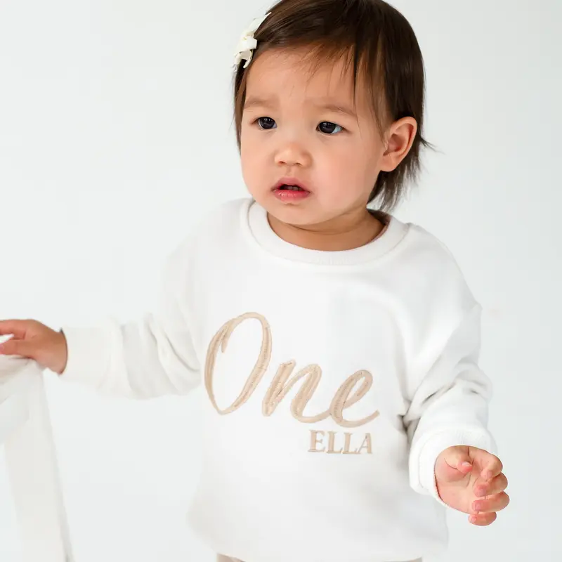 Signature Personalised Big 'One' first birthday embroidered sweatshirt 0