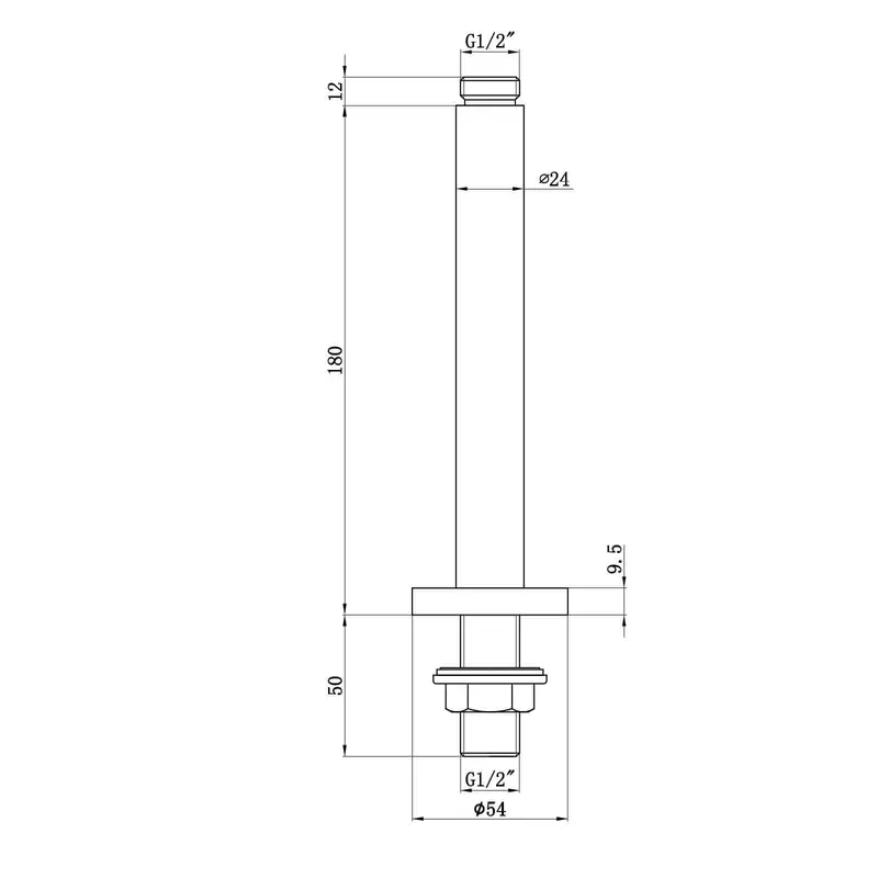 Round ceiling mounted shower arm 180mm - gold 1