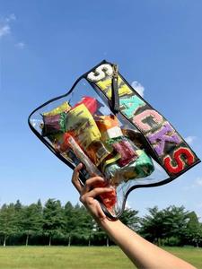 Cute Letters Design Makeup Bag, Novelty Transparent Makeup Bag, Zipper Versatile Cosmetic Storage Bag for Women & Girls for Daily & Travel Use