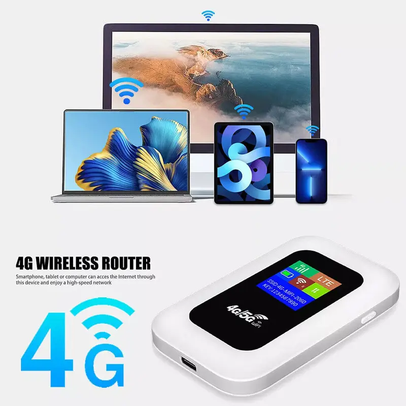 4G LTE Portable WiFi Router 5G Unlocked LTE LCD Display 150Mbps High Speed MiFi Hotspot with SIM Card Slot & USB Cable 0