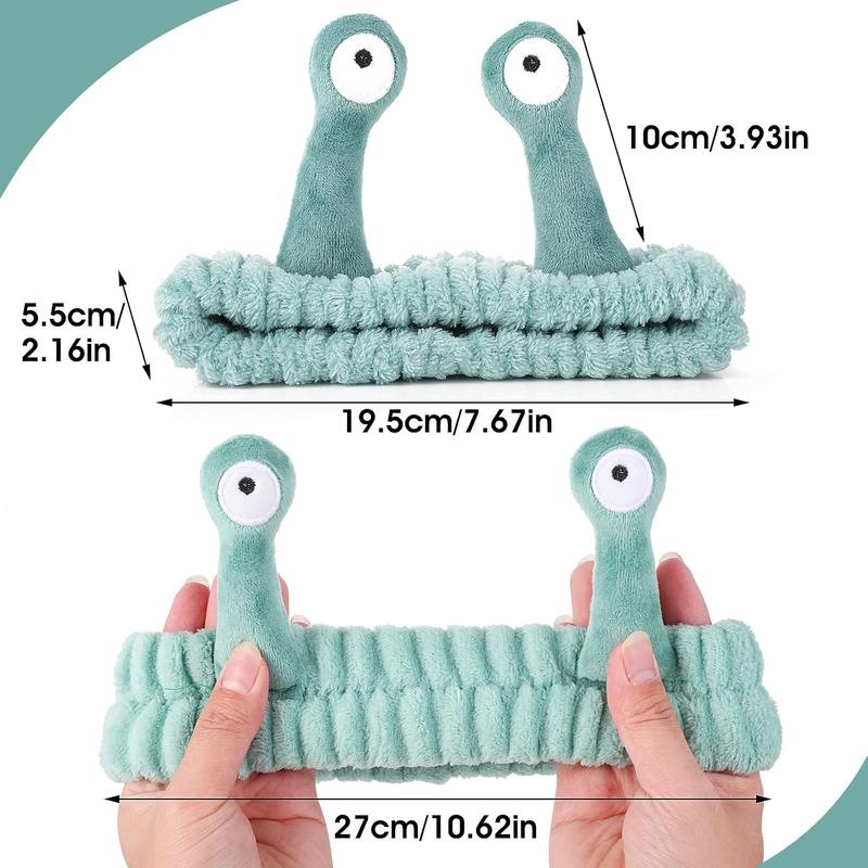 Spa Headband Facial Makeup Head Band Microfiber Soft Coral Fleece Head Wraps Snail Cartoon Cute Hair Accessories Elastic Skincare Hair Band for Women Girls Washing Face Beauty 2