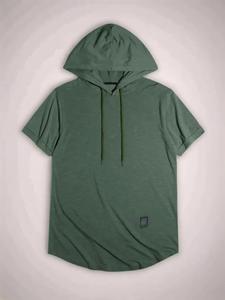 Men's Solid Drawstring Hooded Tee, Casual Regular Fit Short Sleeve T-Shirt for Summer, Menswear for Daily Wear