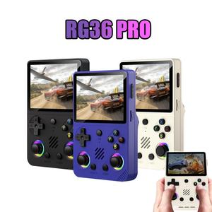 RG36 PRO Retro Handheld Game Console RGB Light, Linux OS, 3.5" IPS Display, Portable Wireless Rechargeable Gaming Device Protection Black