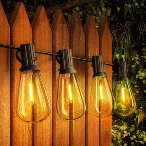 60FT Outdoor LED String Lights, ST38 Garden String Lights Mains Powered,Waterproof LED Outdoor Festoon Lights, 30+1 Bulbs 2700K Outside Patio String Lights for Décor Cafe Party Wedding