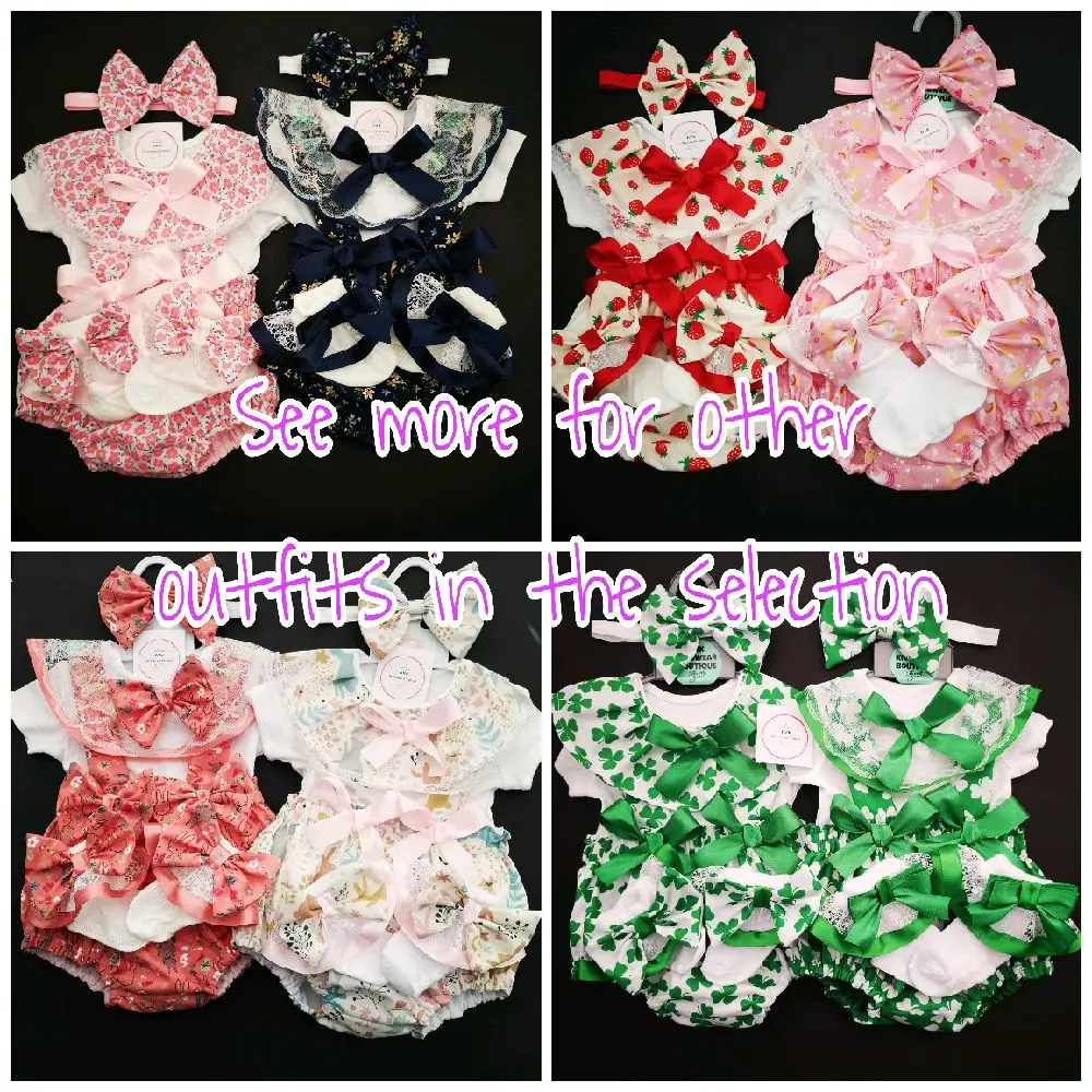 Handmade Prints Prinny Bloom 4 piece Outfit 0m-24 months