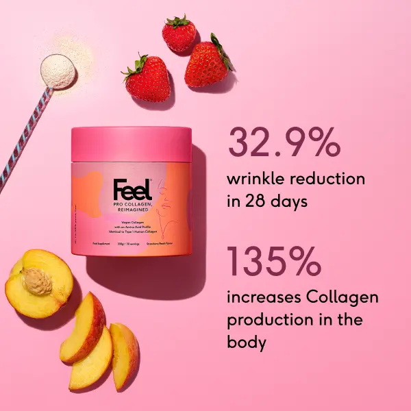 Feel Pro Collagen - Powder - Peach, Vegan, Anti-Wrinkle, Skin, Hair, Nails (30 Servings) 2