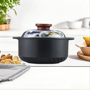 Chinese Style Ceramic Stockpot with Lid, Multifunctional Heat Resistant Stew Pot for Soup, Porridge, Hot Pot, Slow Cooking, Kitchen Cookware for Home Use