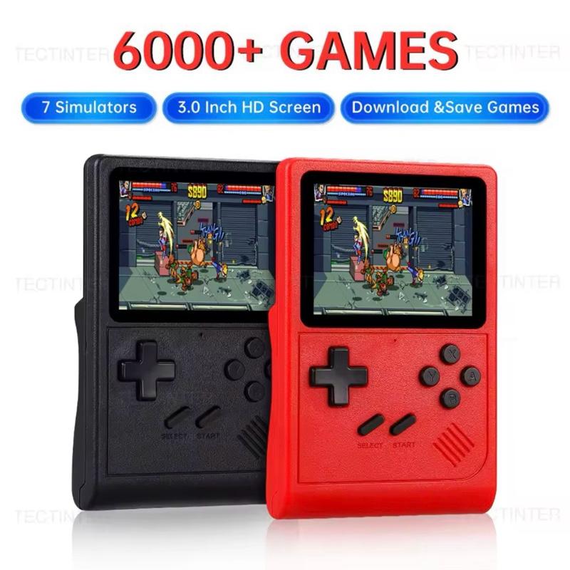 GB300 Portable Handheld Game Player 3.0 inch Screen TV Video Game Console AV Output Retro Game Console Built-in 8G 6000+ Games gaming Protection Black 0