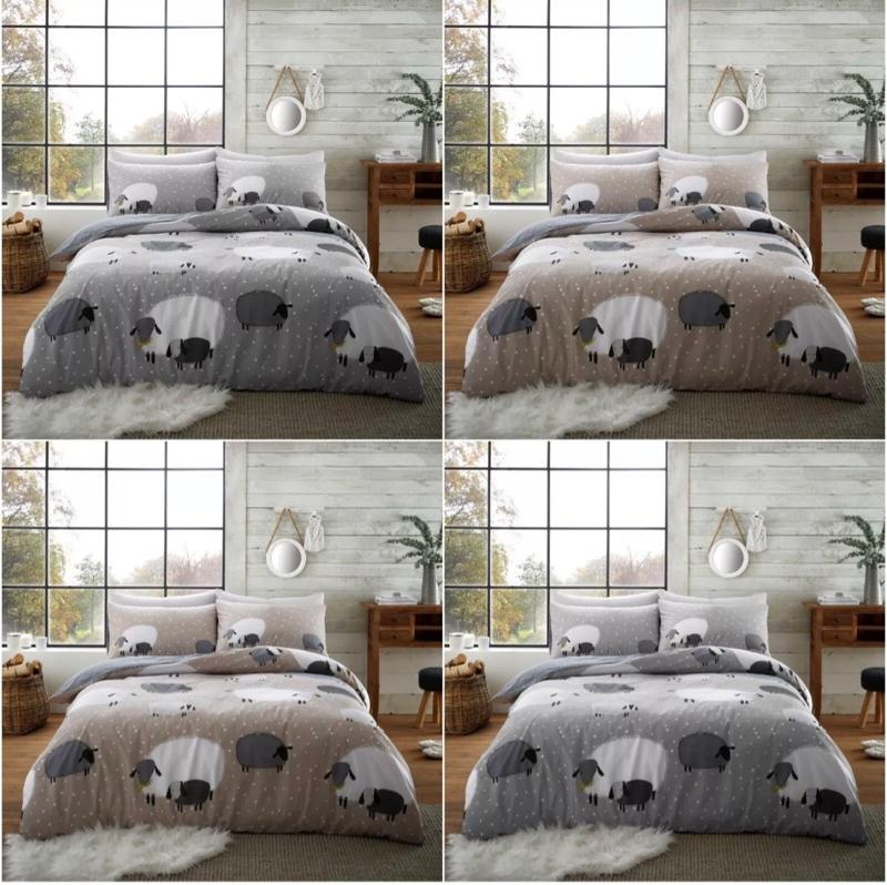 Product Introduction of Sheep Design Reversible Bedding Set Poly Cotton Quilt Cover with Matching Pillowcases - Available in Single, Double, and King Sizes 1