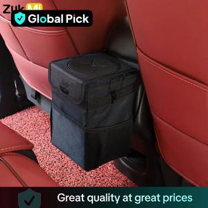 Car Trash Can with Lid & Storage Pockets, Leak-Proof Car Trash Bag, Waterproof Automotive Garbage Can, Multipurpose Trunk Storage Organizers, Car Console Organizer, Car Interior Accessories, Car Seat Organizer