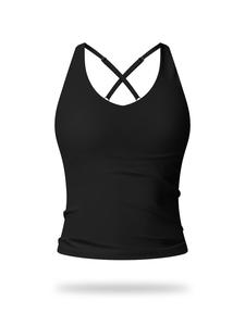 Women's Solid Color Criss Cross Back Sports Bra, Breathable Comfortable Tight-fitting Sports Vest, Ladies Sportswear for Indoor Outdoor Wear