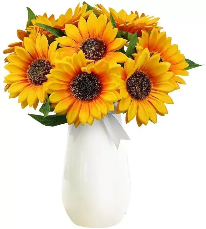 1 Bouquet 7 Heads Artificial 7CM Sunflowers Flower Floral Posy Home Garden Decor 4