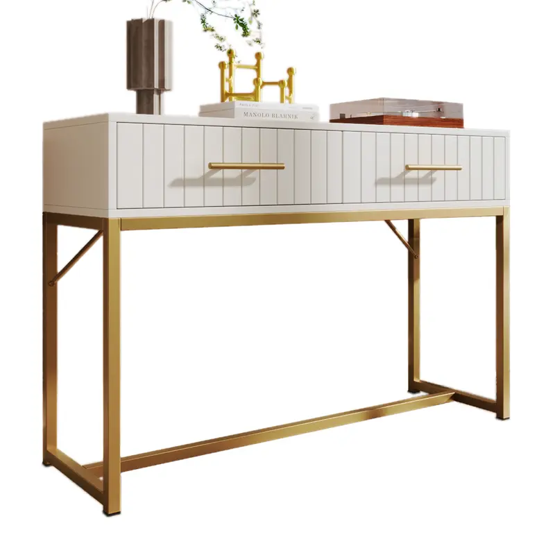 Dressing Table With 2 Drawers 75 Cm High ,Chest Of Drawers Bedroom Highboard White Sideboard Chest Of Drawers for Bedroom, White -H76.5/W100/D45 cm 7