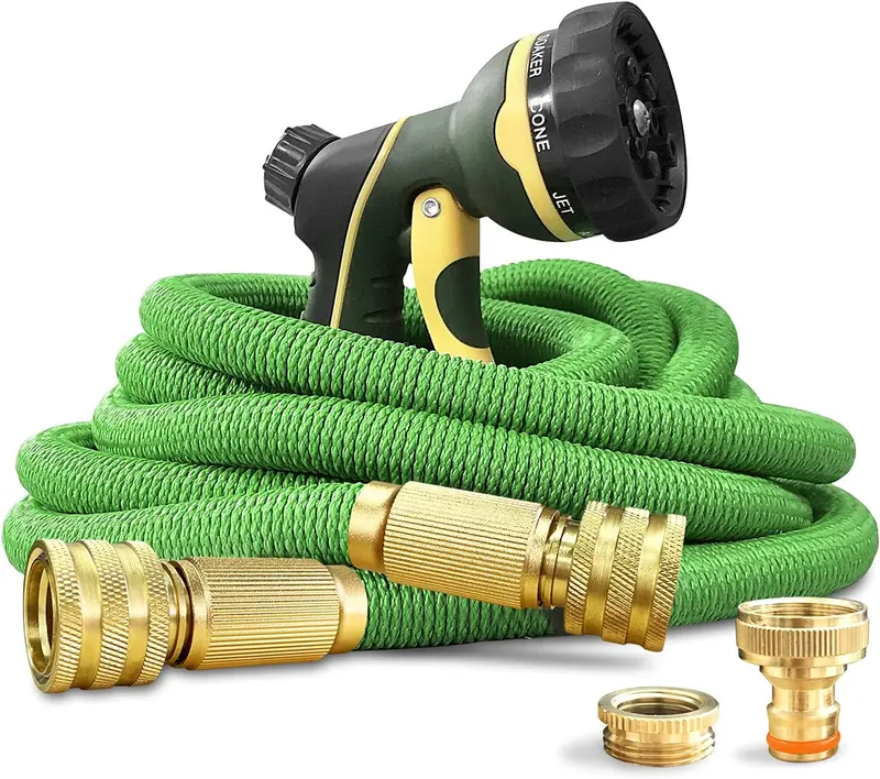 NGreen Expandable Garden Hose Pipe - Strength Durable Fabric and 12-Layer Latex Inner Tube, Lightweight Easy Storage Kink Free Water Hose, Leakproof Solid Brass Fittings with Nozzle 75FT/22M 0