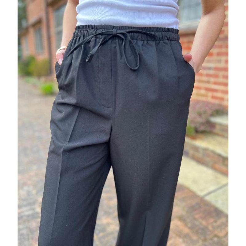 Black Stretch Waist wide leg Trousers 2