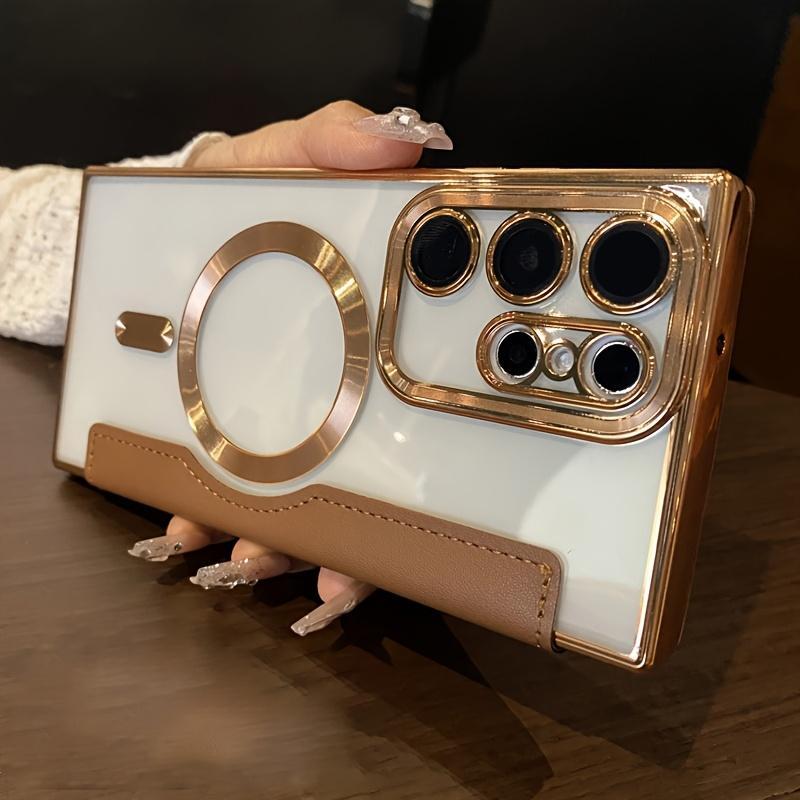 Product Introduction of [Suitable for S25 Plus Magnetic Case] Flip Cover Plated Artificial Leather Magnetic Transparent Mobile Phone Case Suitable for Samsung s25 PLUS S24 Ultra S23 FE S22 Plus A55 A35 A15 A05 A05S Slot Card Wallet Mobile Phone Case Protection Cellphone Protecti 0