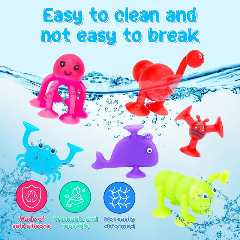 30-Pack Suction Cup Toys – Montessori Sensory Building Toys for Kids Ages 3+ | Silicone Bath & Travel Toys for Boys & Girls | Autism-Friendly, Educational STEM Toy for Toddlers & Children Aged 3 4 5 6 7 8 5