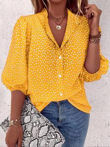 Women's All Over Floral Print Mock Neck Blouse, Casual Bishop Sleeve Top for Daily Wear, Ladies Clothes for All Seasons