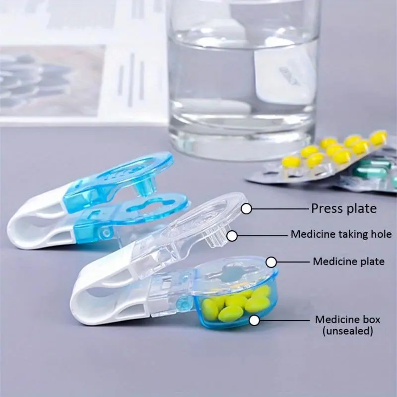 Portable Pill Extractor, 2pcs Mini Pill Extractor with Storage Box Design, Pill Extractor for Elderly, Disabled, Arthritis Hand Weak, Simple Press Pill Extractor 6