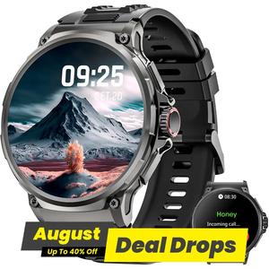 Men's Smart Watch with Phone Answer/Dial, Wearable 1.85-inch Round HD Display Smart Watch with Pedometer, Activity Tracker, 100+ Sport Modes, Waterproof Fitness Watch for Android iPhone