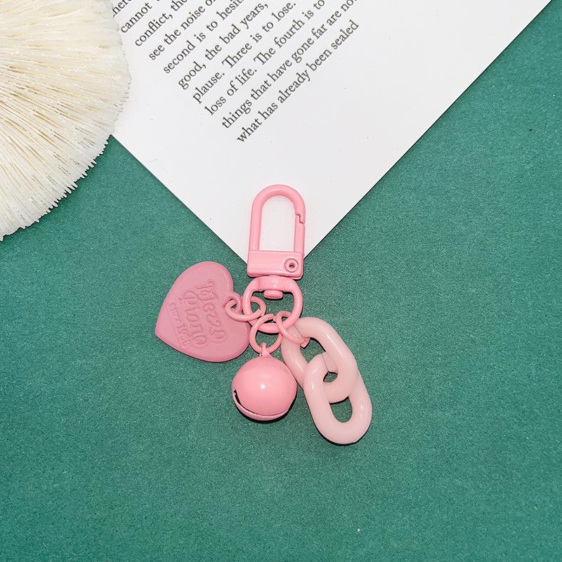 Cute macaron love bell chain keychain DIY acrylic chain earphone cover decorative bag pendant 2