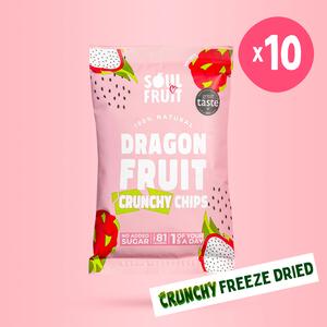Dragon Fruit Freeze Dried Crisps (10 Bags) - Crunchy Freeze Dried Snack - 100% Dragon Fruit -Crunchy Snack - Natural Snack, no added sugar