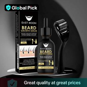 Beard Growth Serum & Massage Derma Roller, 2 Counts Beard Care Set for Strengthening Beard, Face Care Product & Tool for Men, Comfort Hair Care Supplies, Natural Ingredients Hair Products