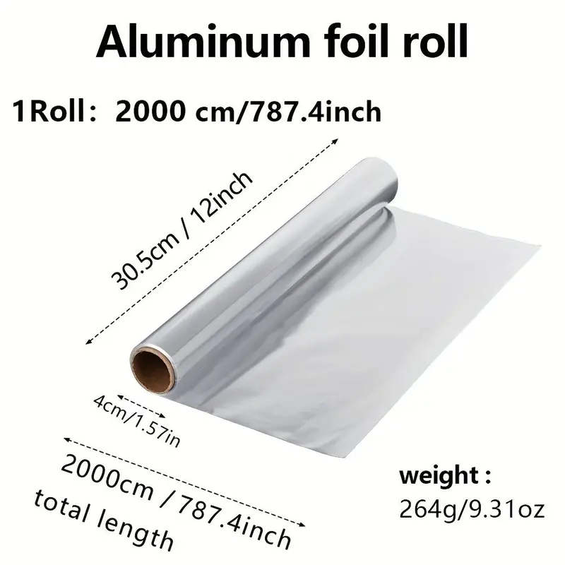 1 Roll Heavy Duty Aluminum Foil, 12-Inch Wide, Premium Wrapping for Christmas and New Year Gifts, 65.66 Sq Ft, No Electricity Needed, Holiday Material Cookware Disposable 2