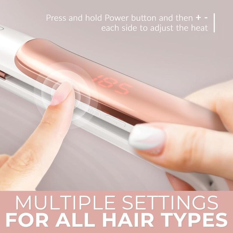 Lily England Deluxe Hair Straighteners - Ceramic 2 in 1 Flat Iron Hair Straightener & Curler - Adjustable Temperature & Fast Heating Plates - Dual Voltage 4