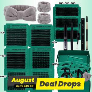 Mixed Length DIY Lash Clusters Kit, 1 Set Black Eyelash Clusters with Eyelash Bond & Remover & Brush, Fixer Eyelash Separator Tool, Eye Makeup Accessories, Cosmetic, Eyelash Glue Extension, DIY Eyelashes Kit, Individual Eyelash Kit