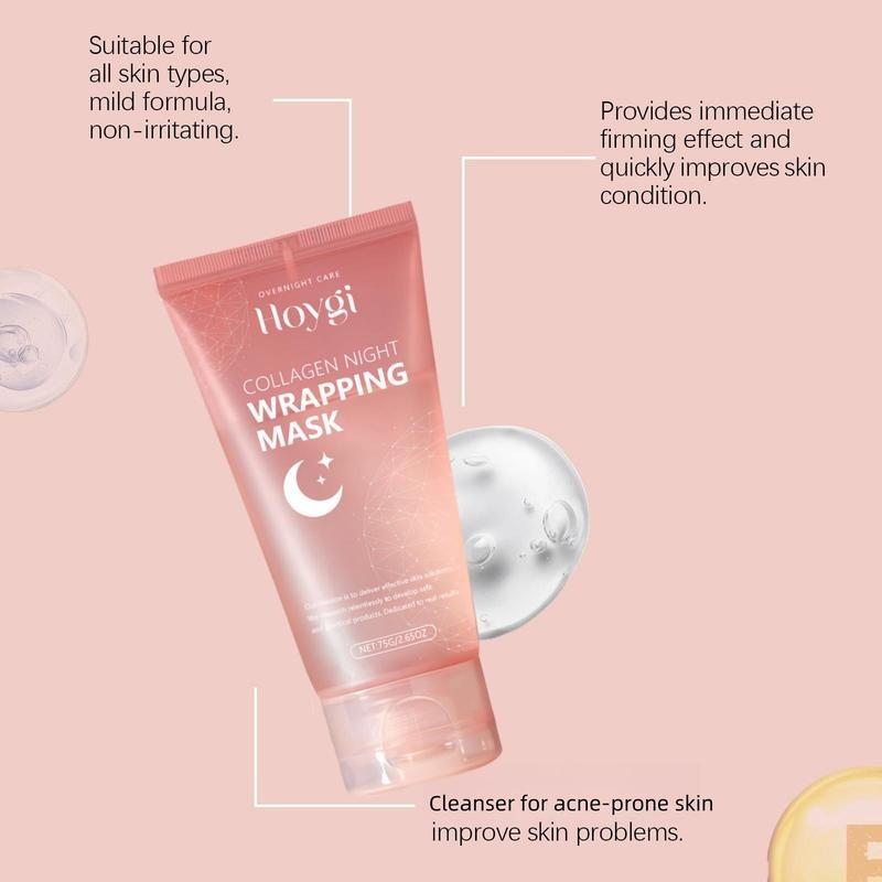 Collagen Night Wrapping Mask, 2 Counts Peel Off Facial Mask Pack - Elasticity & Hydration Care, Reduces Sagging & Dullness - Hydrolyzed Collagen For Glowing Skin Care, Christmas Gift, Skincare Products 2
