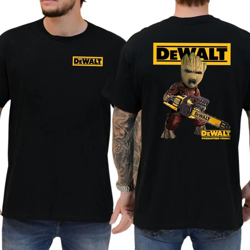 Grooot With Logo Dewalt T-Shirt, Cotton Top Menswear, Short Sleeve Unisex Shirt, Cotton Graphic Shirt Streetswear womenswear Gift for men women